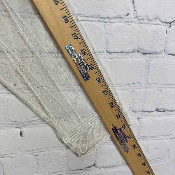 Beaded Embroidered Sheer Blouse Size Small Cottage Fairy Transparent Cover Up - Picture 11 of 12